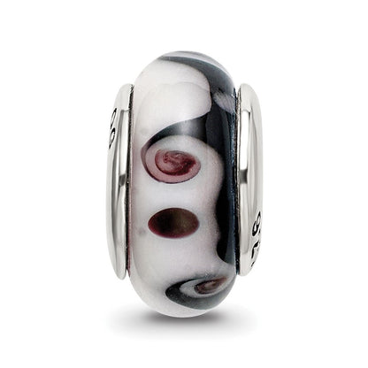 Sterlingsilber Reflections Schwarz/grey Hand-blown Glas Perle