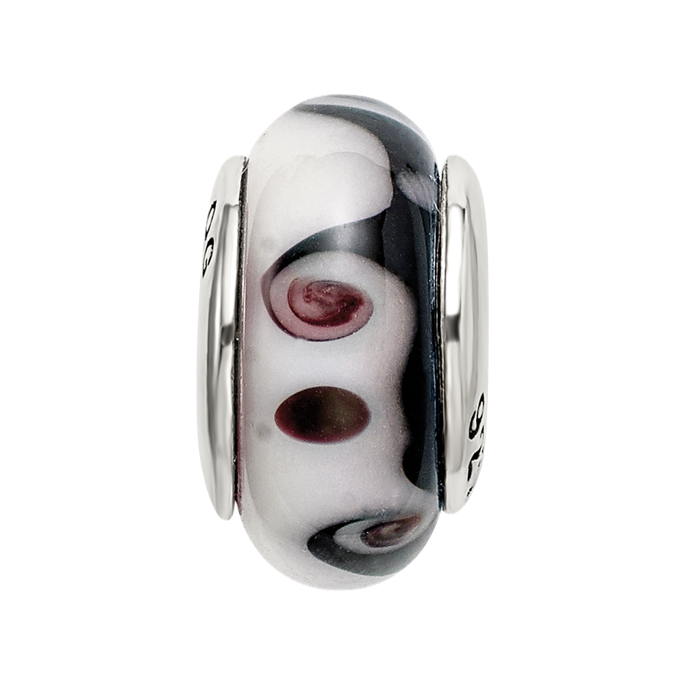 Sterlingsilber Reflections Schwarz/grey Hand-blown Glas Perle