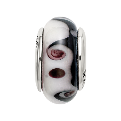 Sterlingsilber Reflections Schwarz/grey Hand-blown Glas Perle