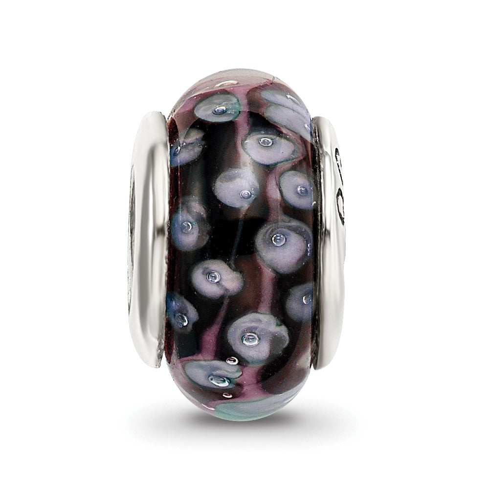 Sterlingsilber Reflections Schwarz/white Hand-blown Glas Perle