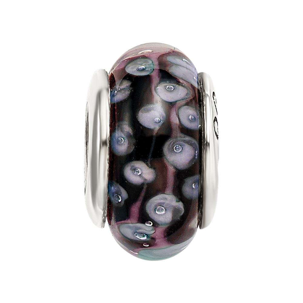 Sterlingsilber Reflections Schwarz/white Hand-blown Glas Perle