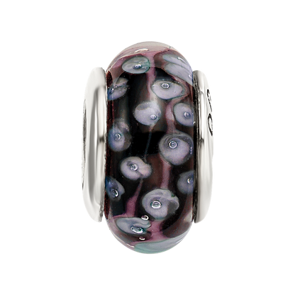 Sterlingsilber Reflections Schwarz/white Hand-blown Glas Perle
