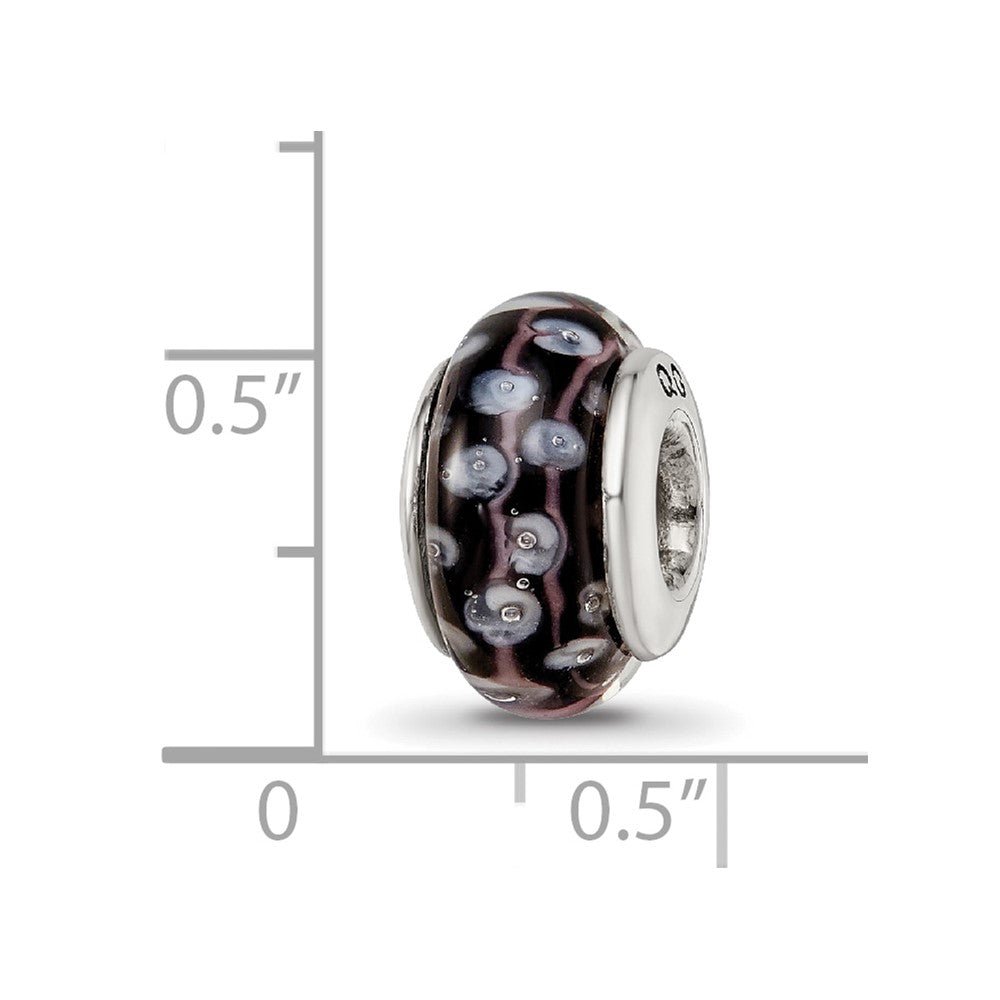 Sterlingsilber Reflections Schwarz/white Hand-blown Glas Perle