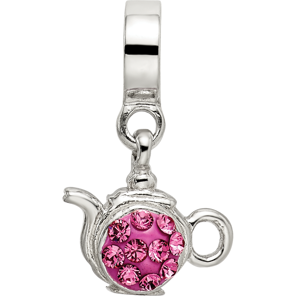Sterlingsilber Reflections Rosa Preciosa Kristall Teekanne Hängend Perle