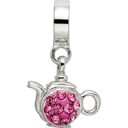 Sterlingsilber Reflections Rosa Preciosa Kristall Teekanne Hängend Perle