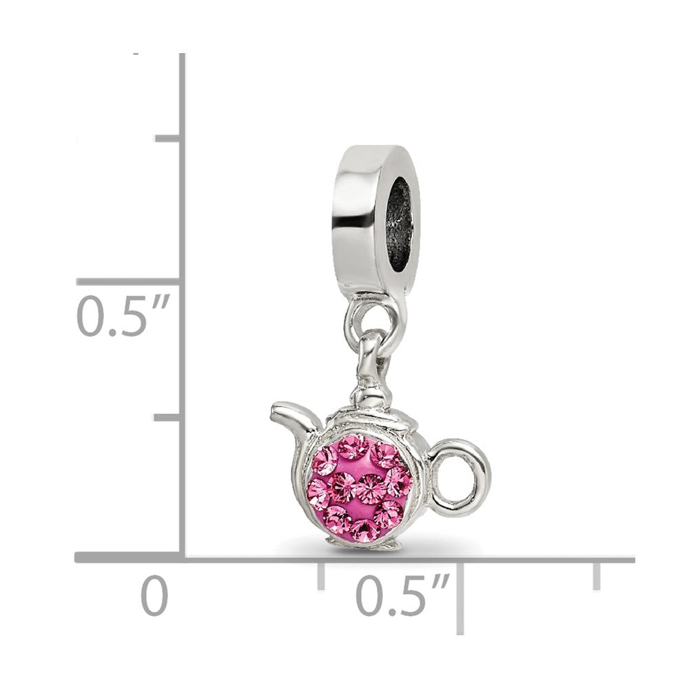 Sterlingsilber Reflections Rosa Preciosa Kristall Teekanne Hängend Perle