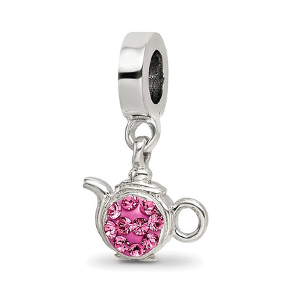 Sterlingsilber Reflections Rosa Preciosa Kristall Teekanne Hängend Perle