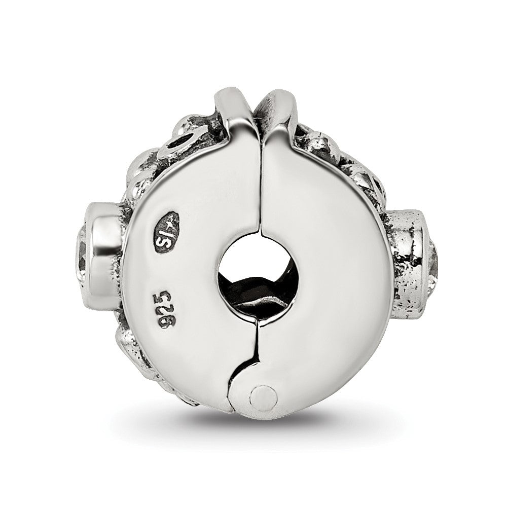 Sterlingsilber Reflections Klappbar Zirkonia & Dots Klammer Perle