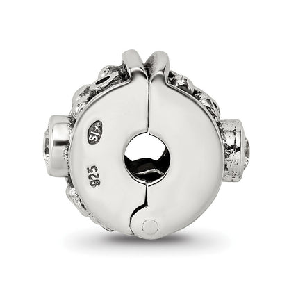 Sterlingsilber Reflections Klappbar Zirkonia & Dots Klammer Perle