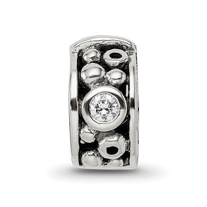 Sterlingsilber Reflections Klappbar Zirkonia & Dots Klammer Perle
