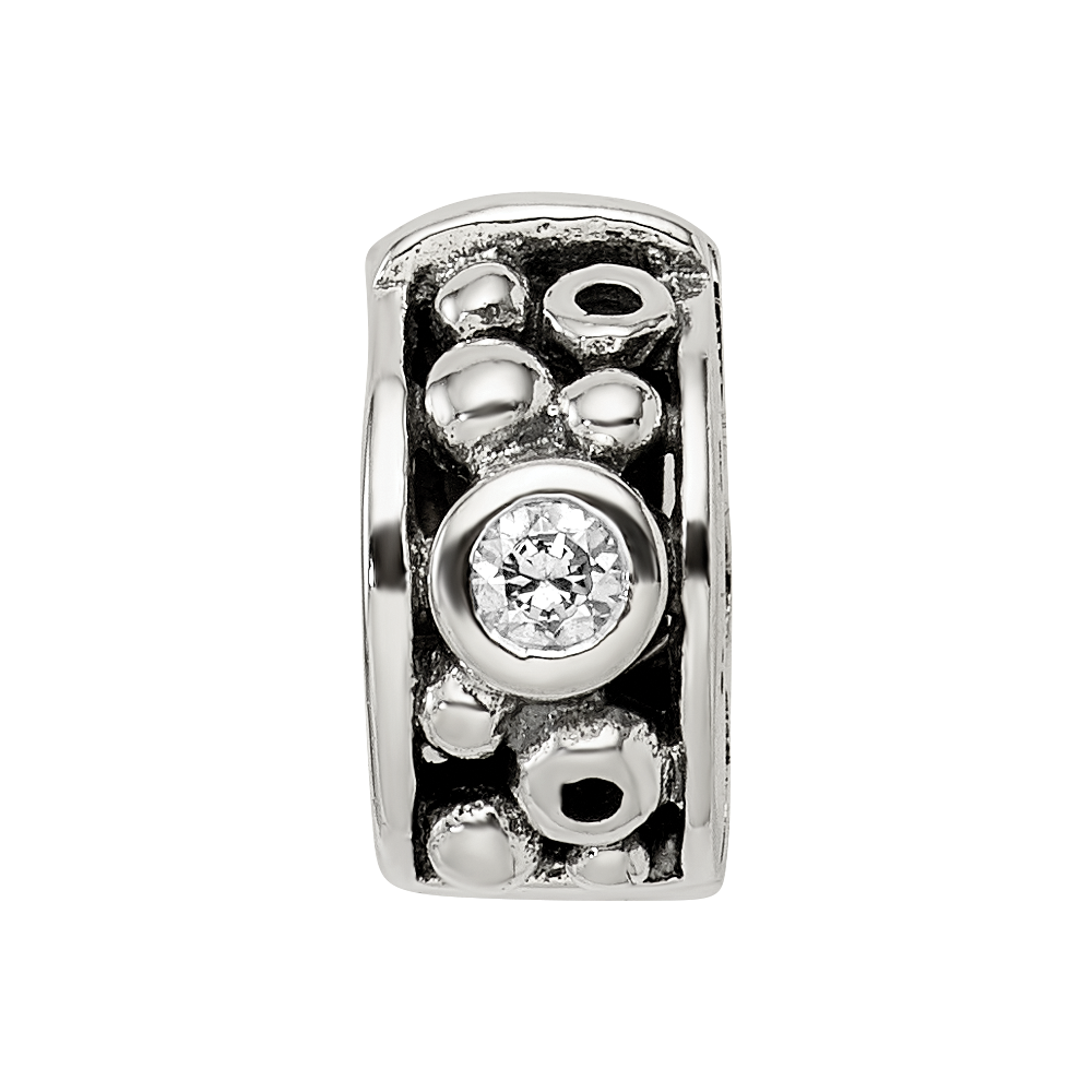 Sterlingsilber Reflections Klappbar Zirkonia & Dots Klammer Perle