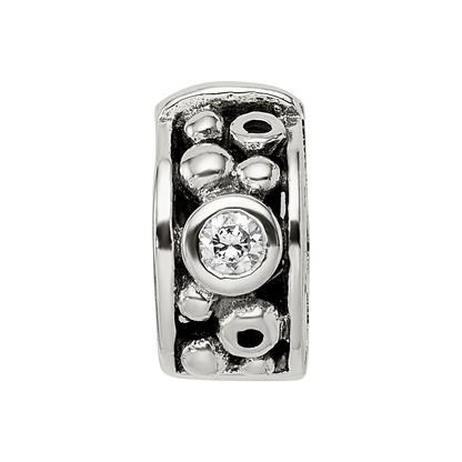 Sterlingsilber Reflections Klappbar Zirkonia & Dots Klammer Perle