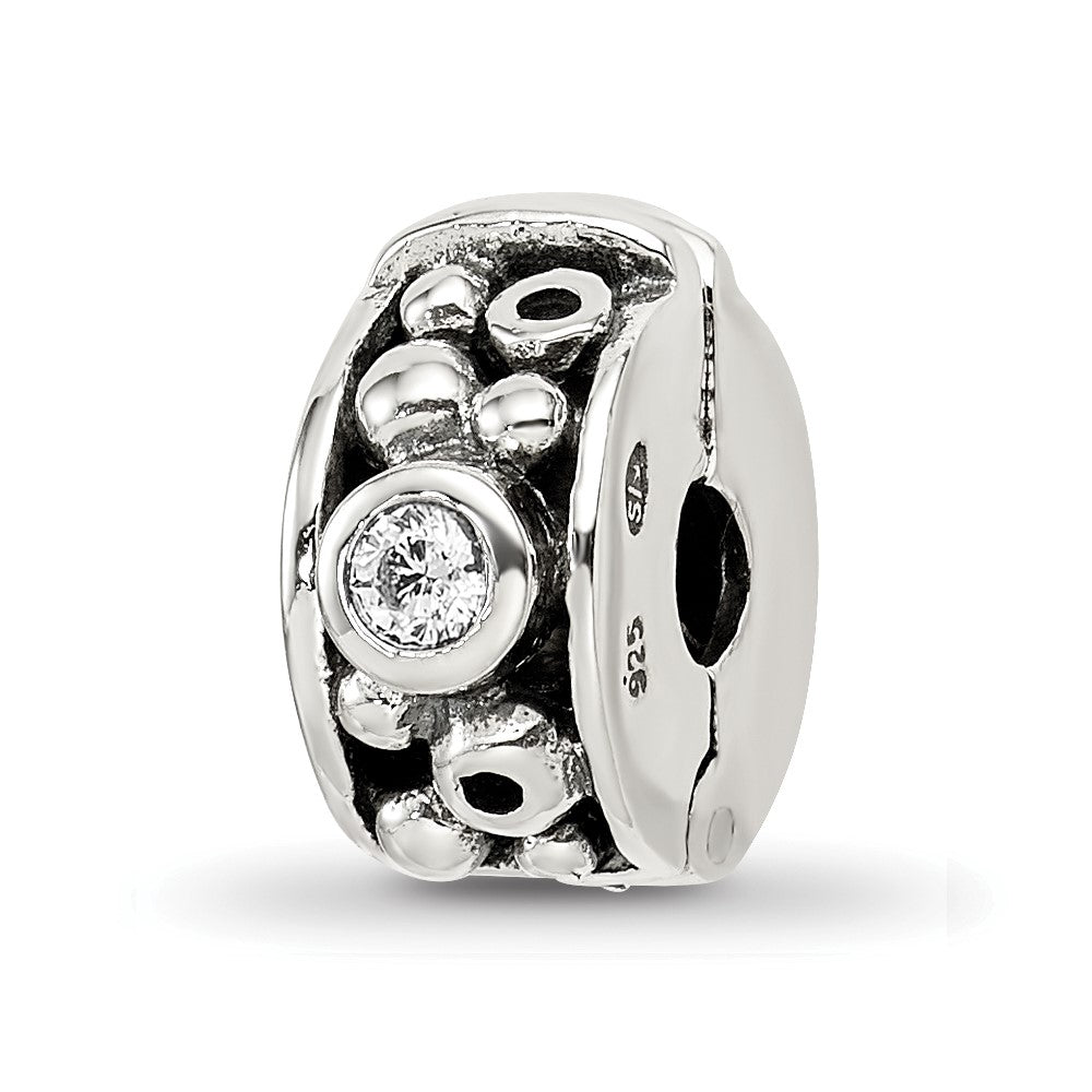 Sterlingsilber Reflections Klappbar Zirkonia & Dots Klammer Perle