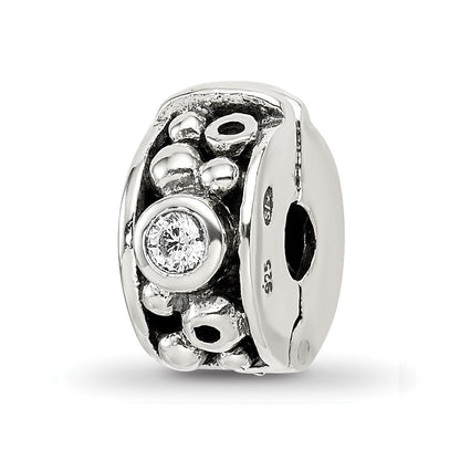 Sterlingsilber Reflections Klappbar Zirkonia & Dots Klammer Perle