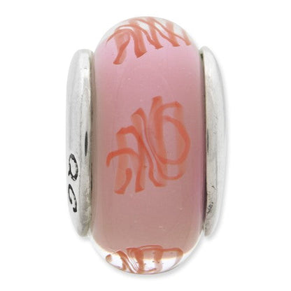 Sterlingsilber Reflections Rosa/red Scribbles Hand-blown Glas Perle