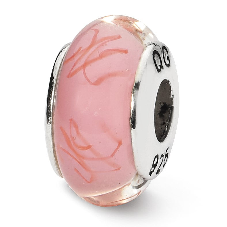 Sterlingsilber Reflections Rosa/red Scribbles Hand-blown Glas Perle