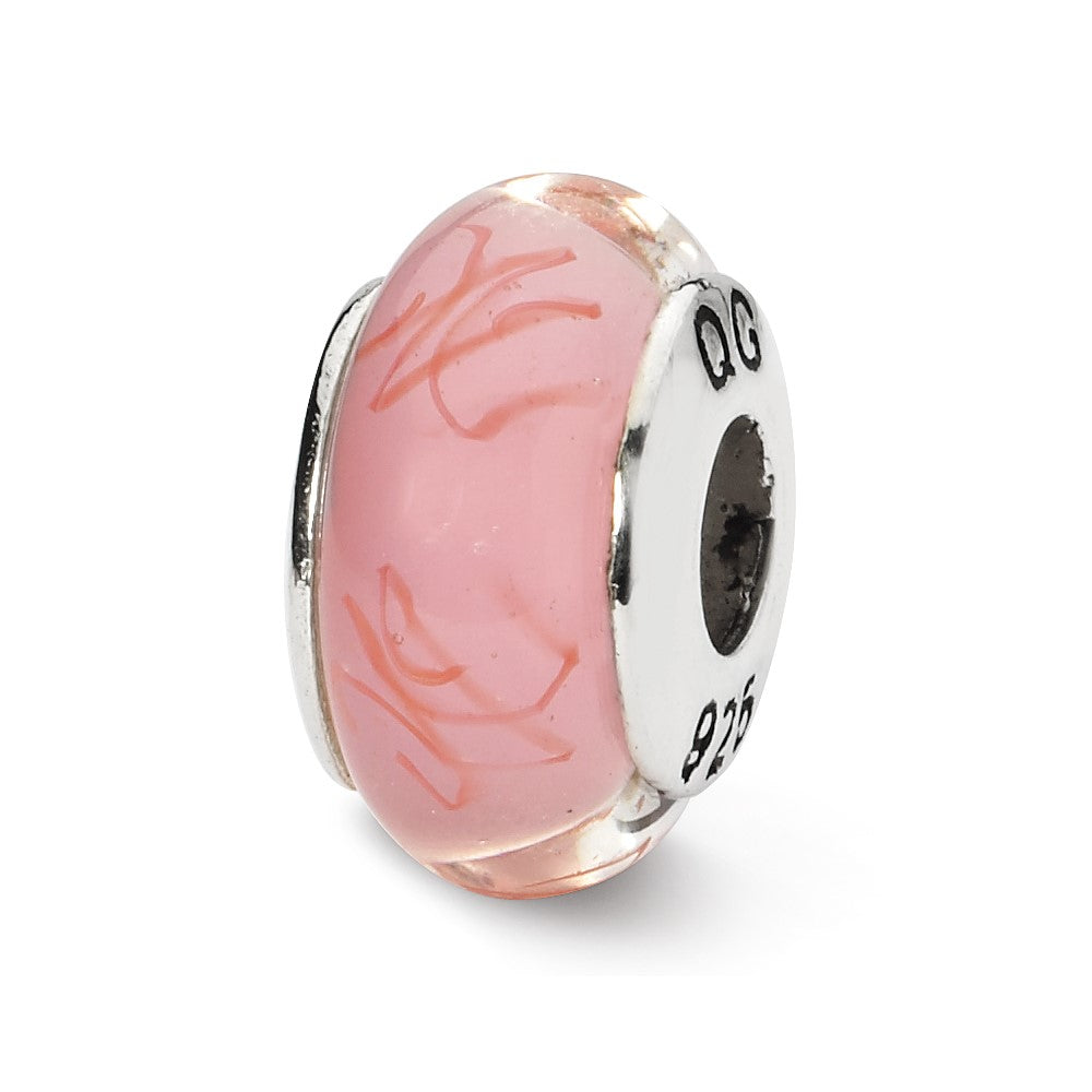 Sterlingsilber Reflections Rosa/red Scribbles Hand-blown Glas Perle