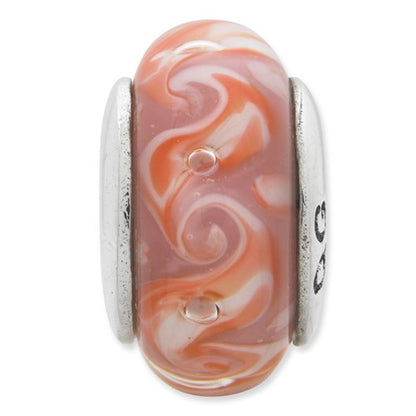 Sterlingsilber Reflections Rosa/red Wirbel Hand-blown Glas Perle