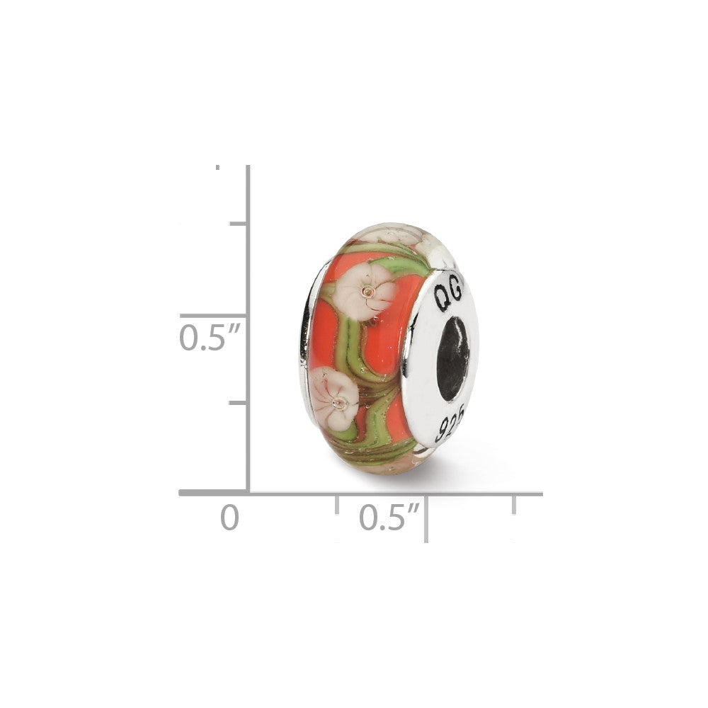 Sterlingsilber Reflections Rot/white Blumen Hand-blown Glas Perle