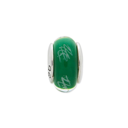 Sterlingsilber Reflections Grün/white Scribbles Hand-blown Glas Perle