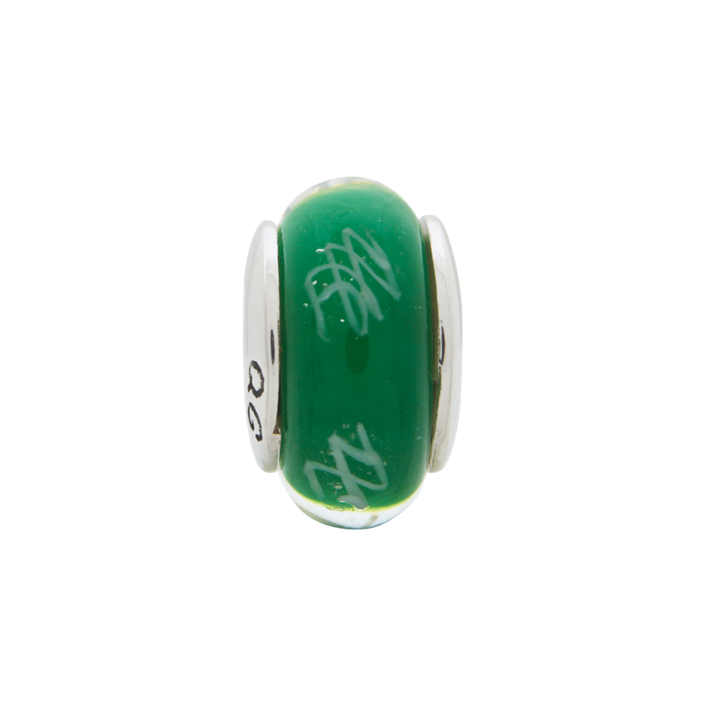 Sterlingsilber Reflections Grün/white Scribbles Hand-blown Glas Perle