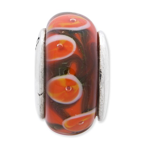 Sterlingsilber Reflections Rot/orange Hand-blown Glas Perle