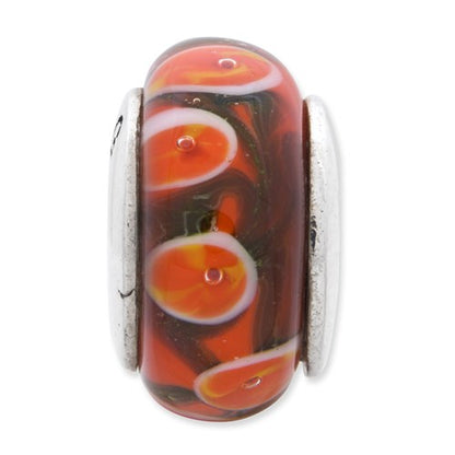 Sterlingsilber Reflections Rot/orange Hand-blown Glas Perle