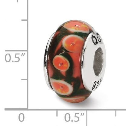 Sterlingsilber Reflections Rot/orange Hand-blown Glas Perle