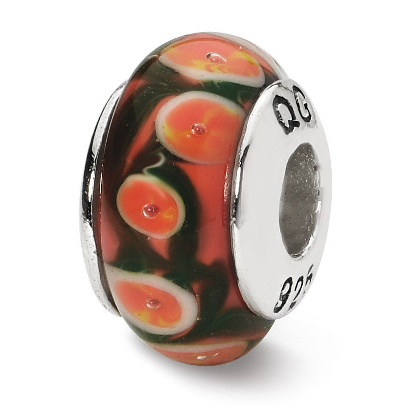 Sterlingsilber Reflections Rot/orange Hand-blown Glas Perle