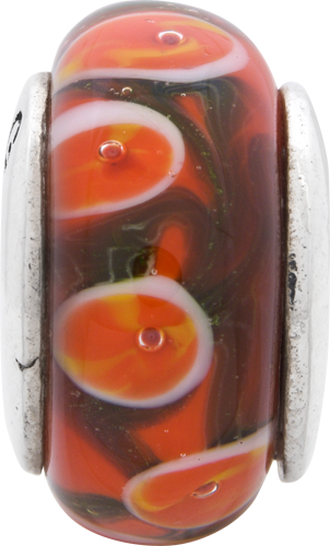 Sterlingsilber Reflections Rot/orange Hand-blown Glas Perle