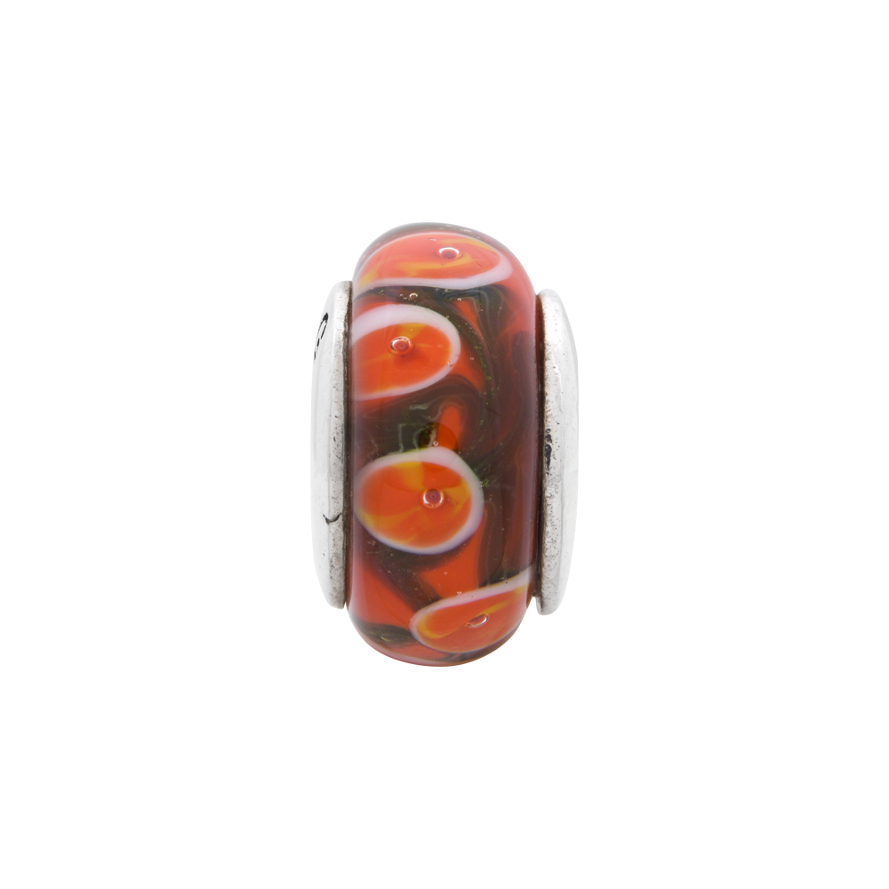 Sterlingsilber Reflections Rot/orange Hand-blown Glas Perle