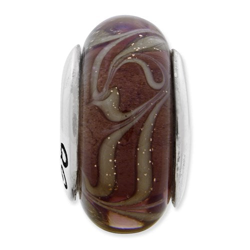 Sterlingsilber Reflections Smokey Wirbel Hand-blown Glas Perle