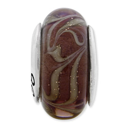 Sterlingsilber Reflections Smokey Wirbel Hand-blown Glas Perle