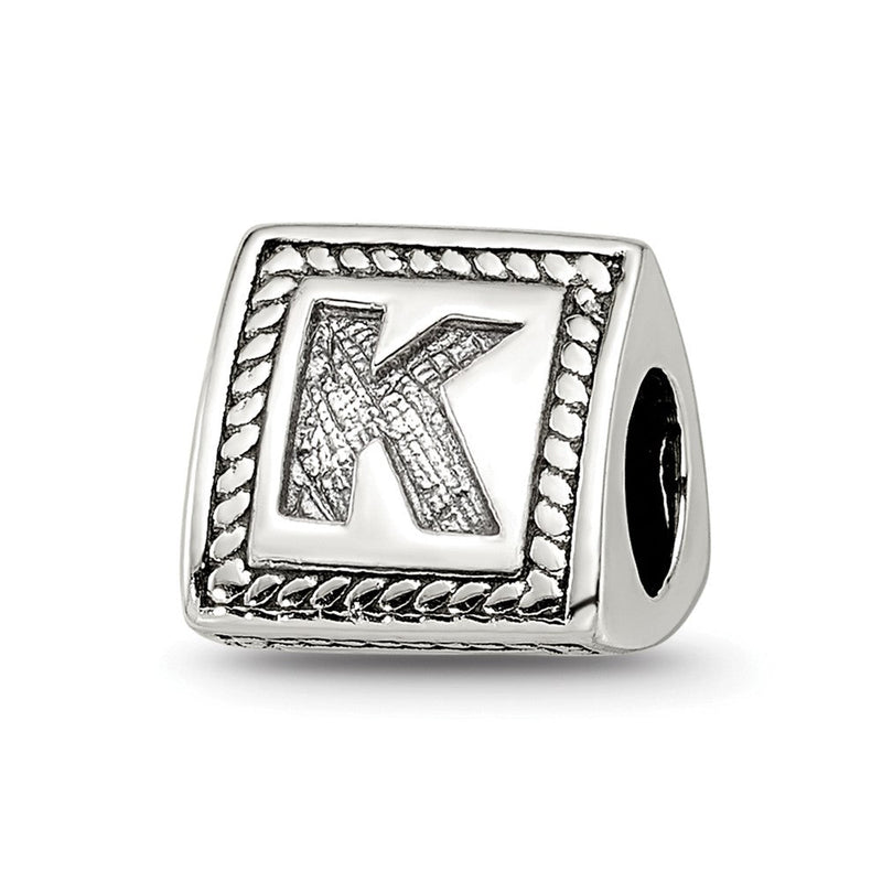 Sterlingsilber Reflections Buchstabe K Dreieck Block Perle