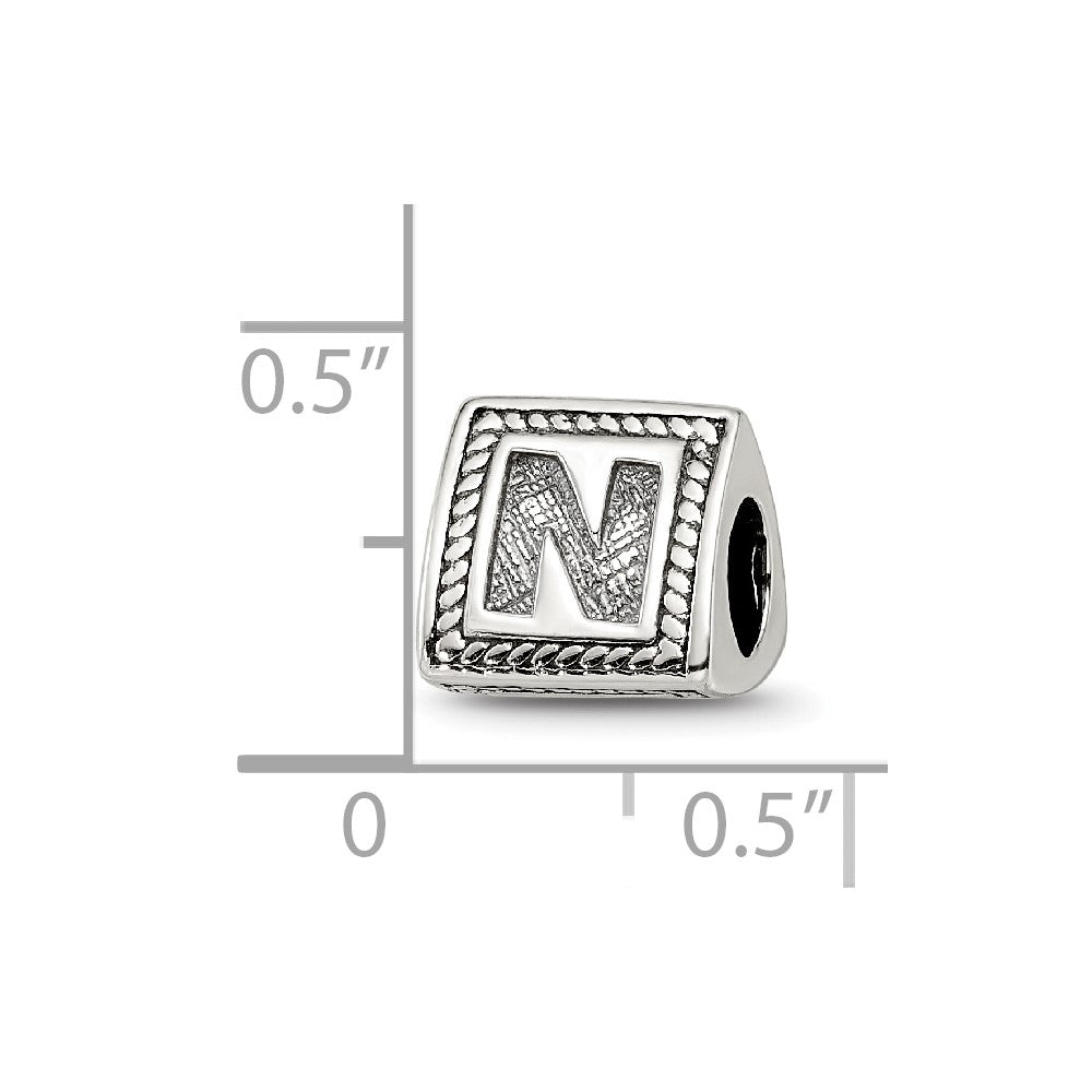 Sterlingsilber Reflections Buchstabe N Dreieck Block Perle