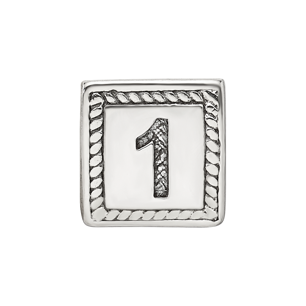 Sterlingsilber Reflections Zahl 1 Dreieck Block Perle