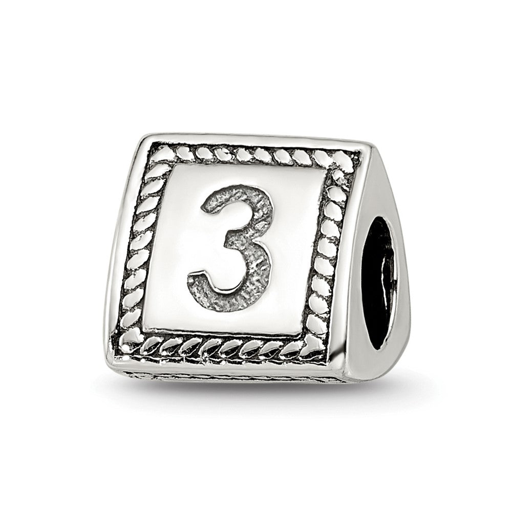 Sterlingsilber Reflections Zahl 3 Dreieck Block Perle