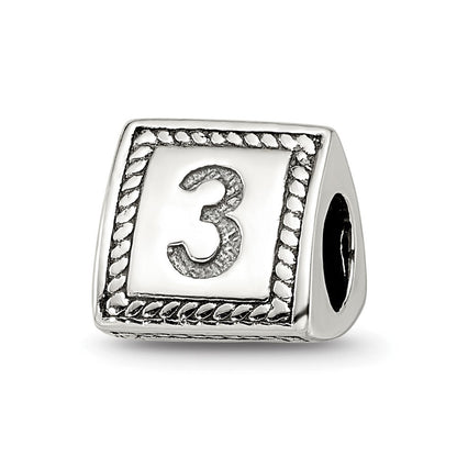 Sterlingsilber Reflections Zahl 3 Dreieck Block Perle