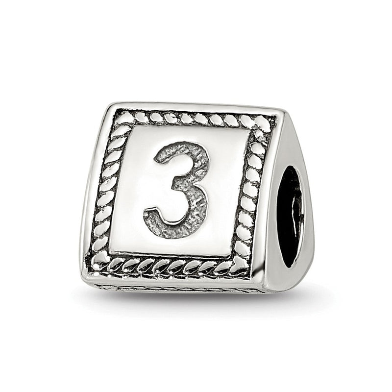 Sterlingsilber Reflections Zahl 3 Dreieck Block Perle