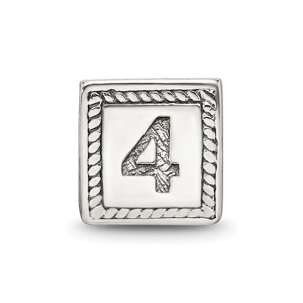 Sterlingsilber Reflections Zahl 4 Dreieck Block Perle