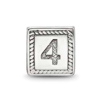 Sterlingsilber Reflections Zahl 4 Dreieck Block Perle