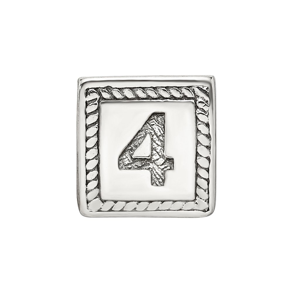 Sterlingsilber Reflections Zahl 4 Dreieck Block Perle
