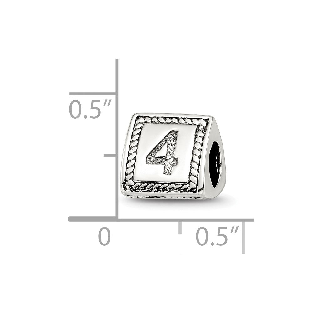 Sterlingsilber Reflections Zahl 4 Dreieck Block Perle