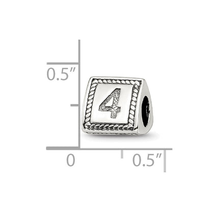 Sterlingsilber Reflections Zahl 4 Dreieck Block Perle
