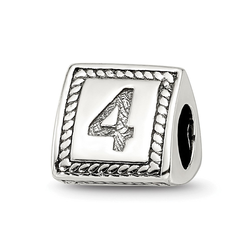 Sterlingsilber Reflections Zahl 4 Dreieck Block Perle