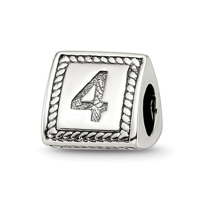 Sterlingsilber Reflections Zahl 4 Dreieck Block Perle