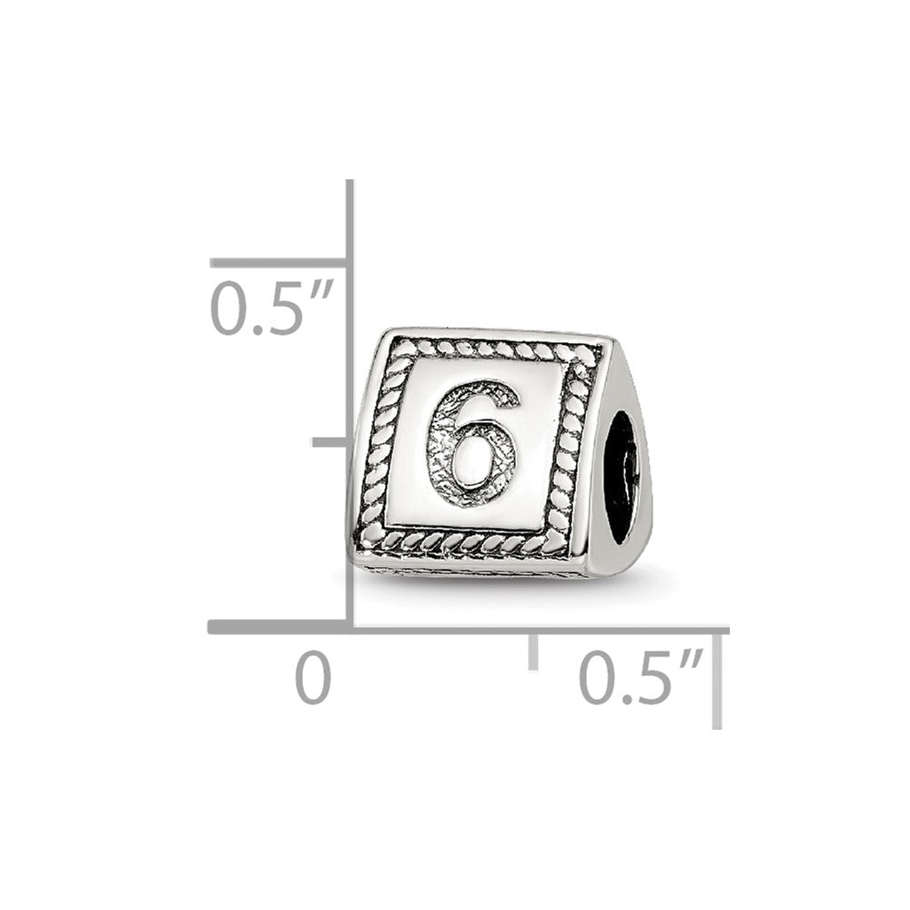 Sterlingsilber Reflections Zahl 6 Dreieck Block Perle