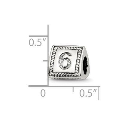 Sterlingsilber Reflections Zahl 6 Dreieck Block Perle