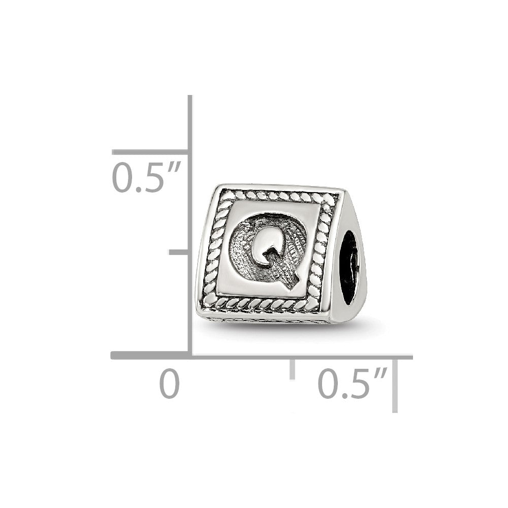 Sterlingsilber Reflections Buchstabe Q Dreieck Block Perle