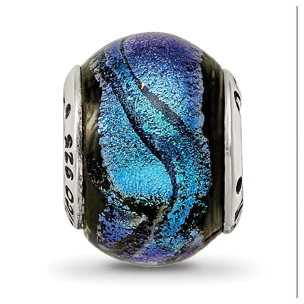 Sterlingsilber Reflections Blau Dichroic Glas Perle